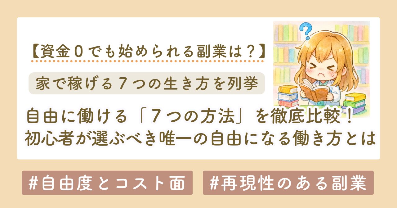 自由に働く7つの方法を徹底比較｜初心者が選ぶべき唯一の働き方とは？
