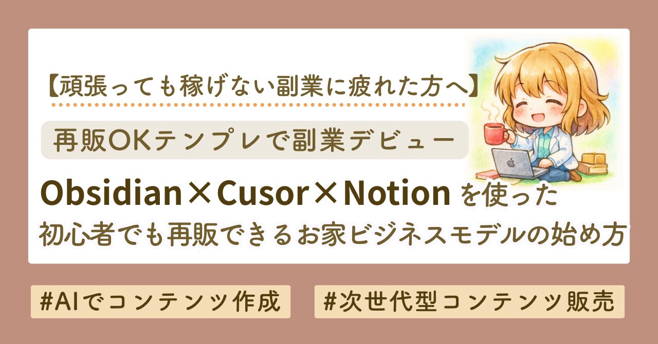 Obsidian×Cusor×Notionを使った、つくって売るおうちビジネス