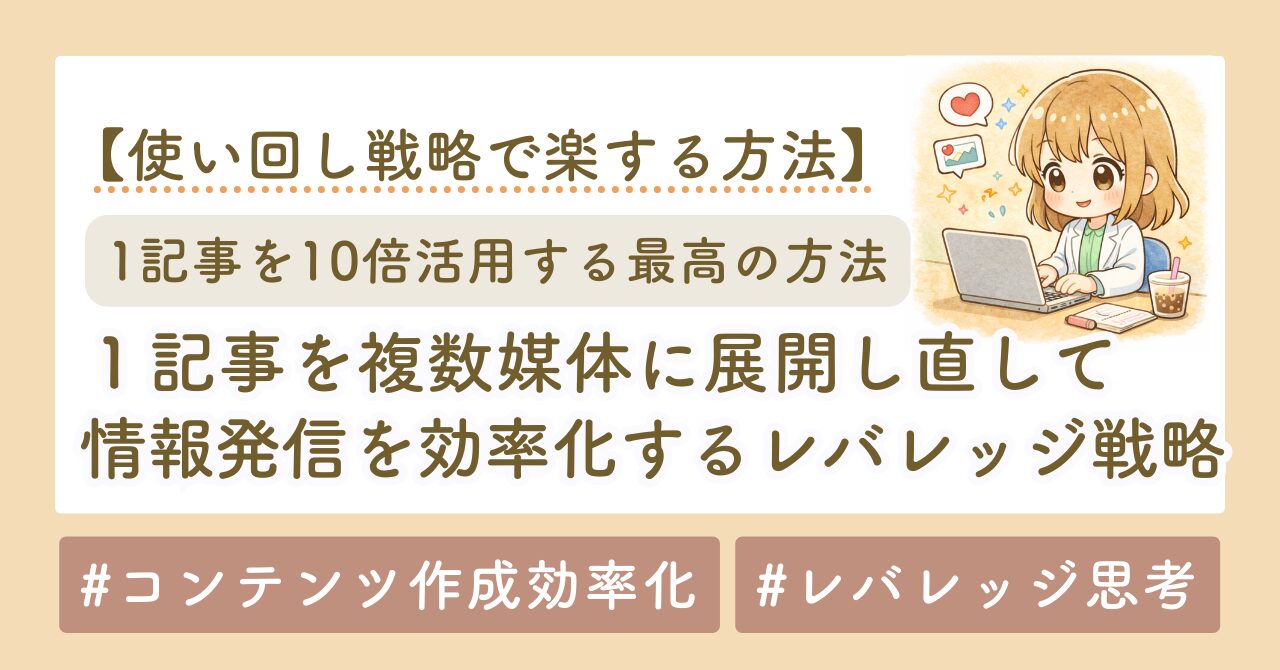 1記事を10倍活用する方法｜ブログを複数媒体に展開して情報発信を効率化するレバレッジ戦略