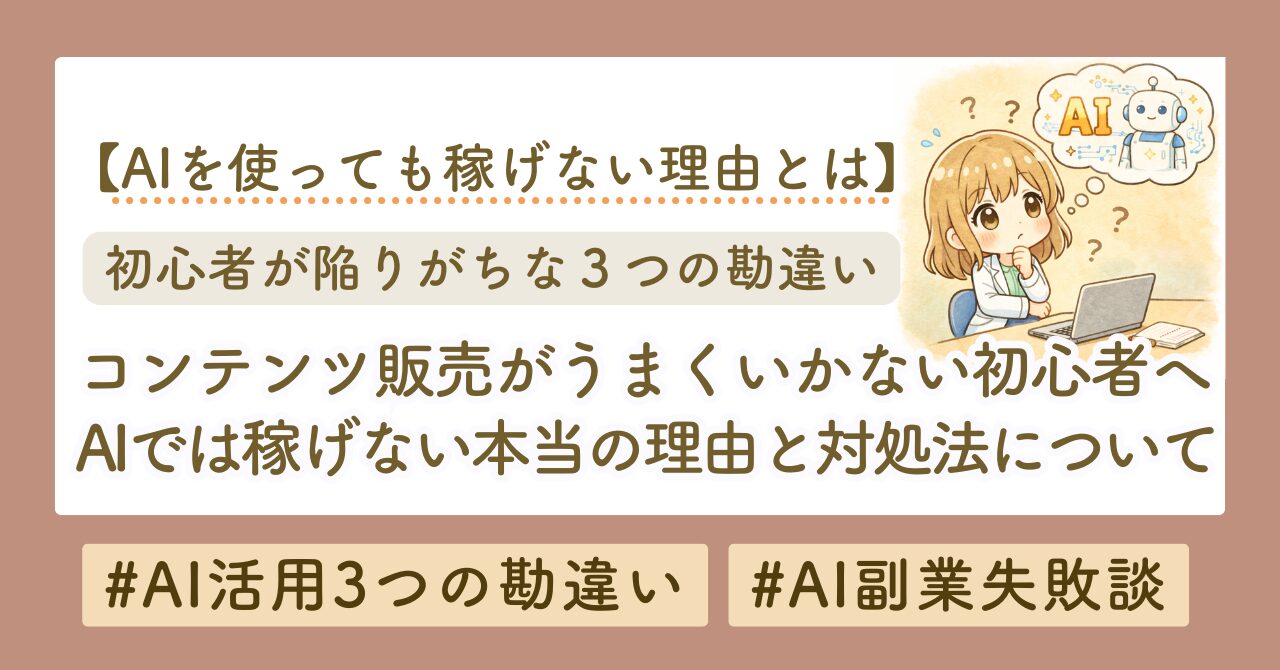 コンテンツ販売がうまくいかない初心者へ｜AIでは稼げない“本当の理由”と対処法