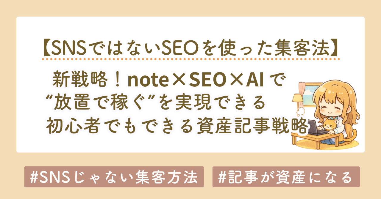 note×SEO×AIで“放置で稼ぐ”を実現｜初心者でもできる資産記事戦略