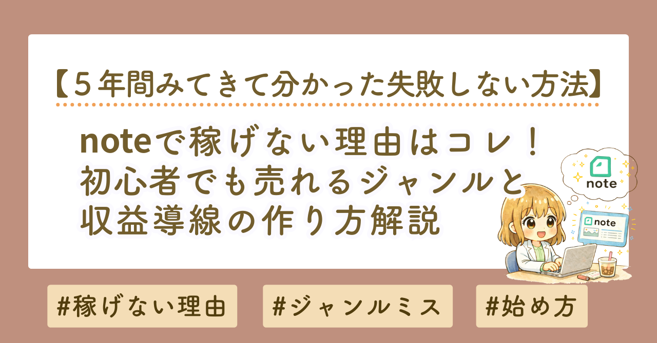 noteで稼げない理由はコレ！初心者でも売れるジャンルと収益導線の作り方