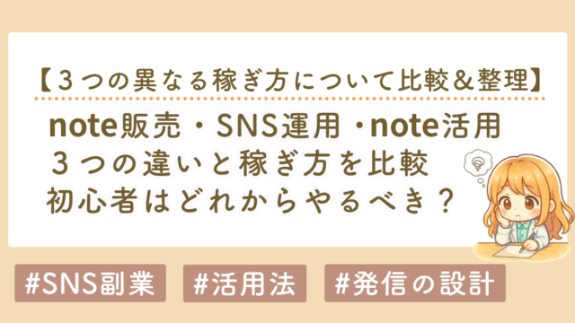 note初心者が最初に混乱しやすい「note販売・SNS運用・note活用」の違いを解説
