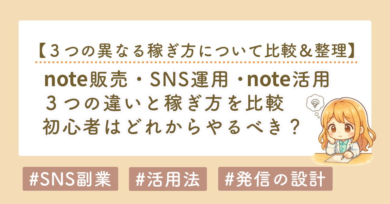 note初心者が最初に混乱しやすい「note販売・SNS運用・note活用」の違いを解説