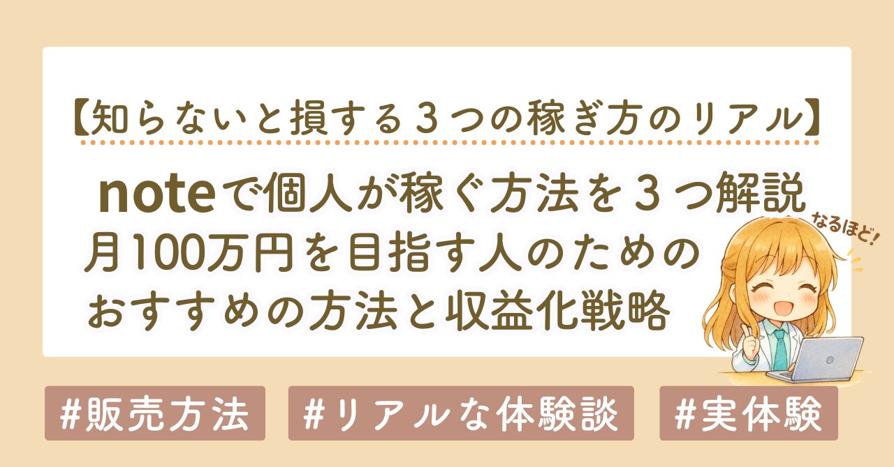 noteで稼ぐ方法を徹底解説｜月100万円を目指す3つの収益化戦略