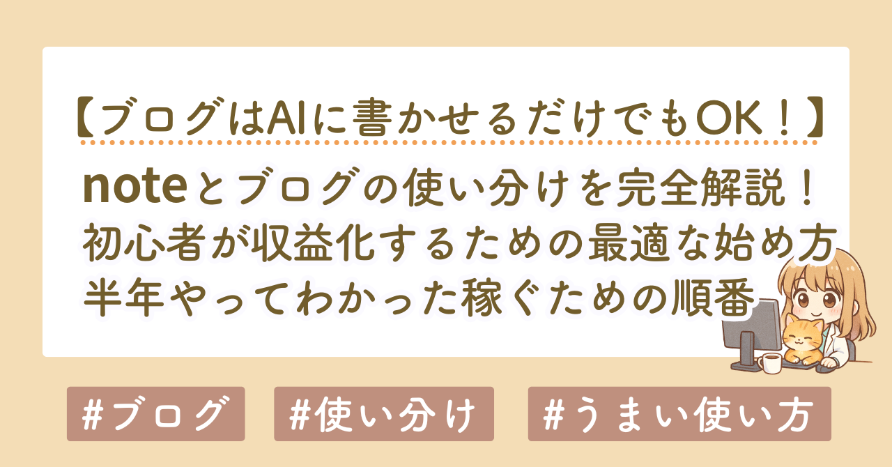 noteとブログの使い分け完全解説｜初心者が収益化するための最適な始め方